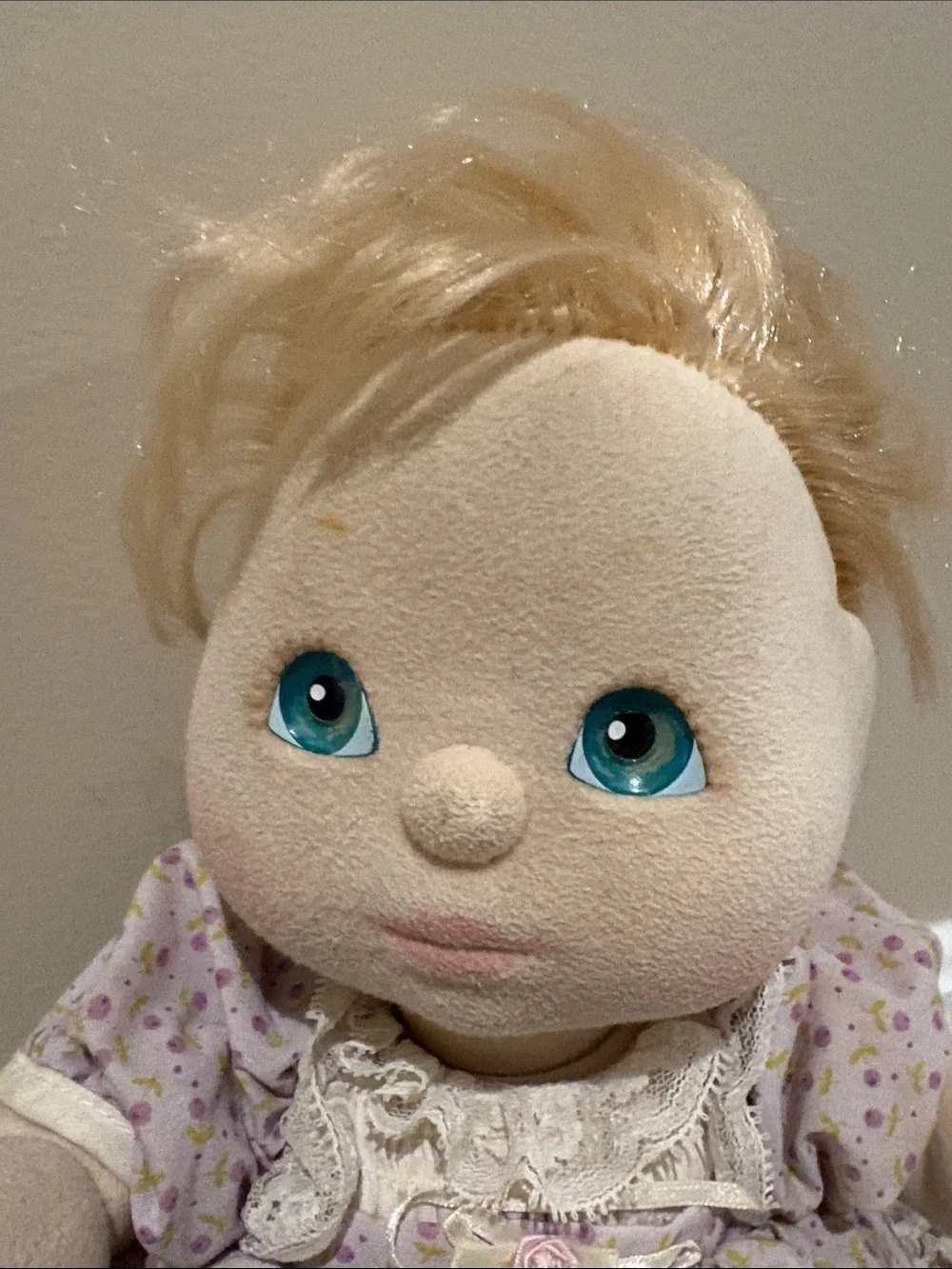 Vintage my Child Doll Purple Floral Dress - Soft Cuddly Toy